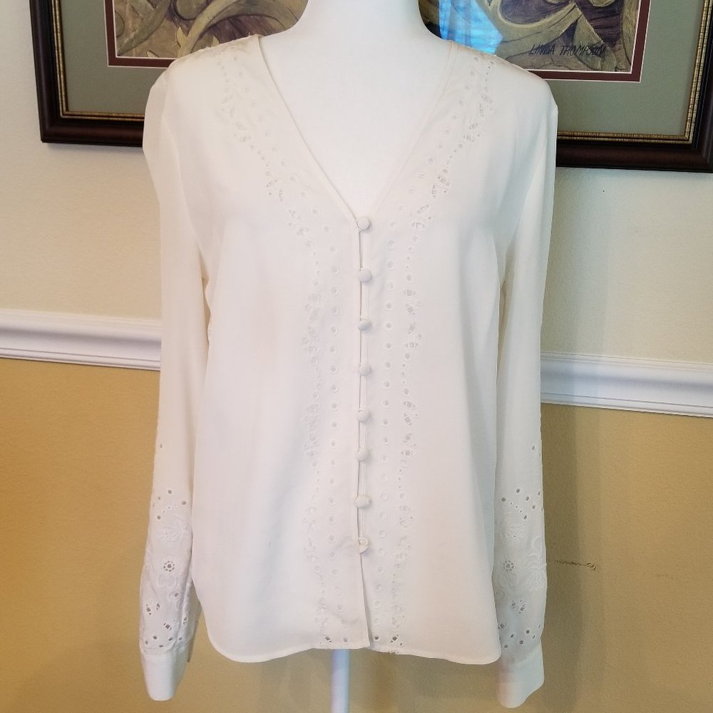 Veronica Beard Barth Eyelet Blouse Size 6 - Picture 3 of 7
